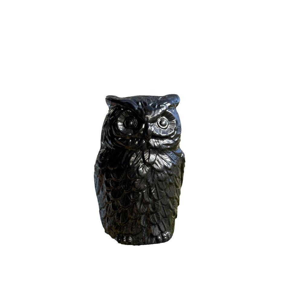 Rare IKEA Cast Aluminum Black Owl Statue Decoration 8.5"-NEW